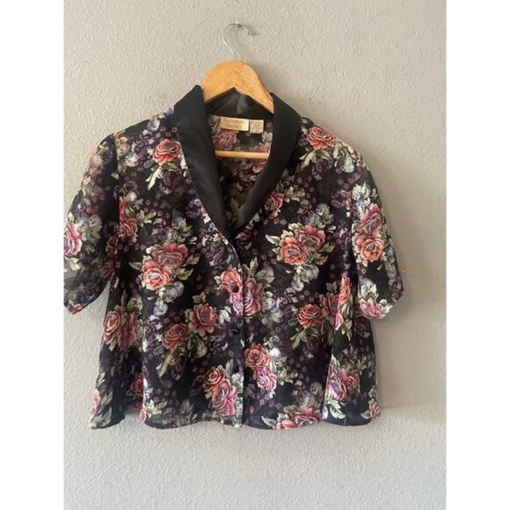 Victoria's Secret Vintage 90s Sheer Floral Loungewear Crop Top